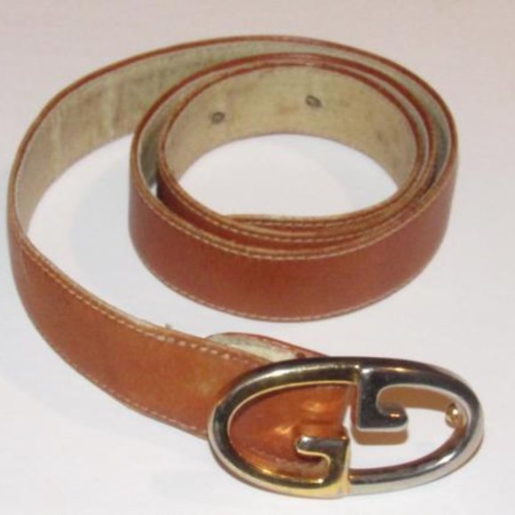 Gucci camel leather belt with large, two-tone GG logo buckle! - Picture 9 of 12